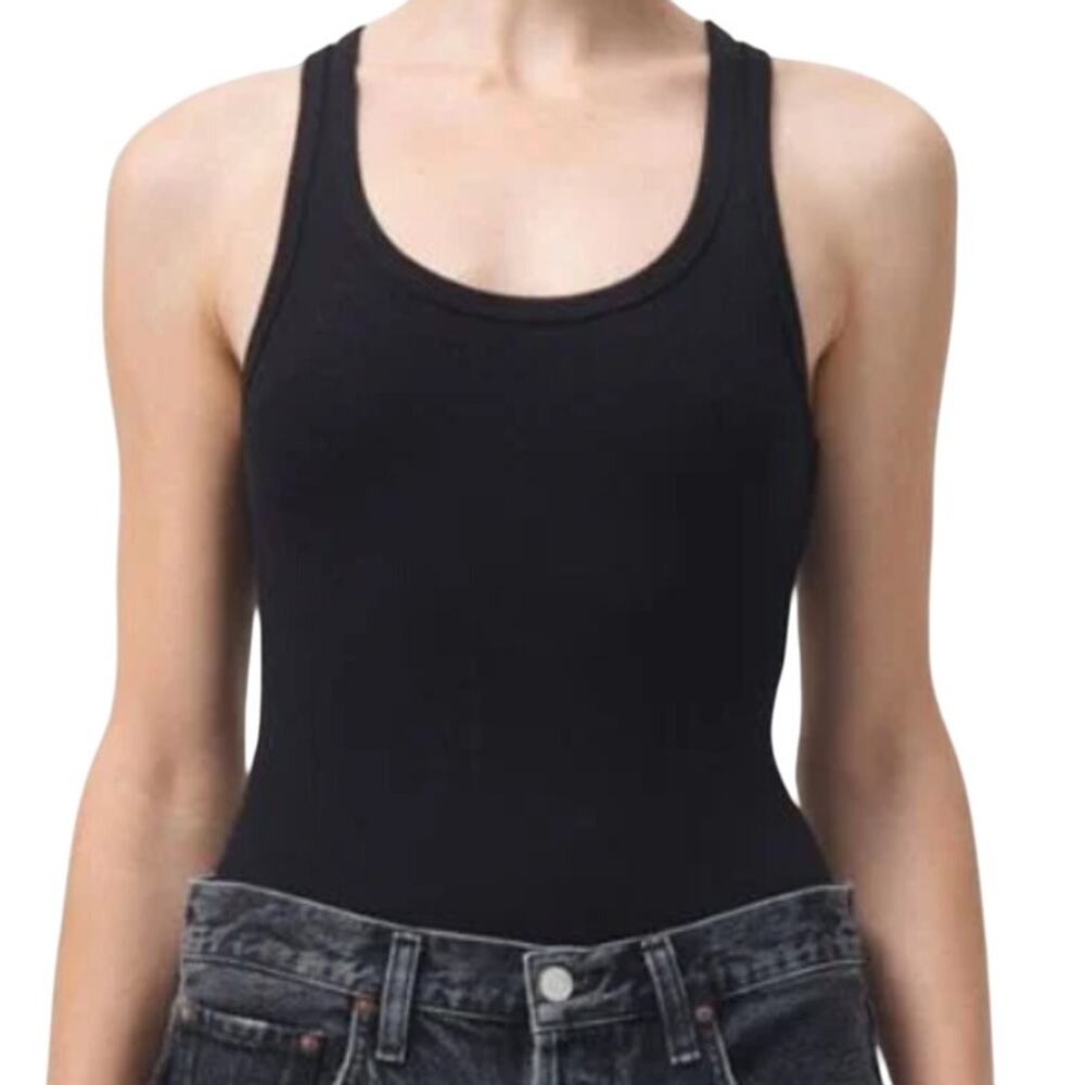 AGOLDE Ladies Black Ribbed Bodysuit, Size Small, NWT!